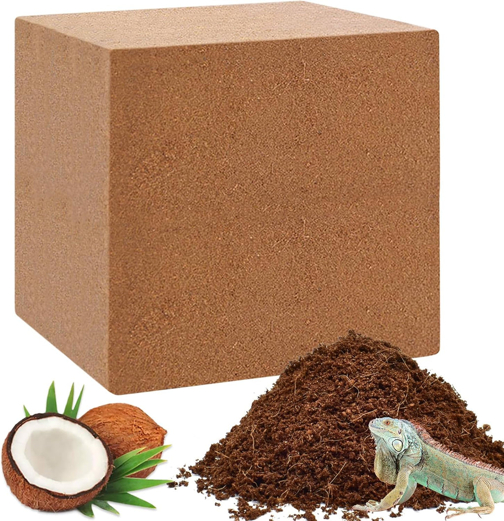 ZeeDix 10LB Compressed Coconut Fiber Substrate, 100% Organic Coconut Husk Coco Fiber Coir Brick Terrarium Bedding for Reptiles, Tortoise, Bearded Dragon, Leopard Gecko, Snake, Hermit Crabs, Tarantula