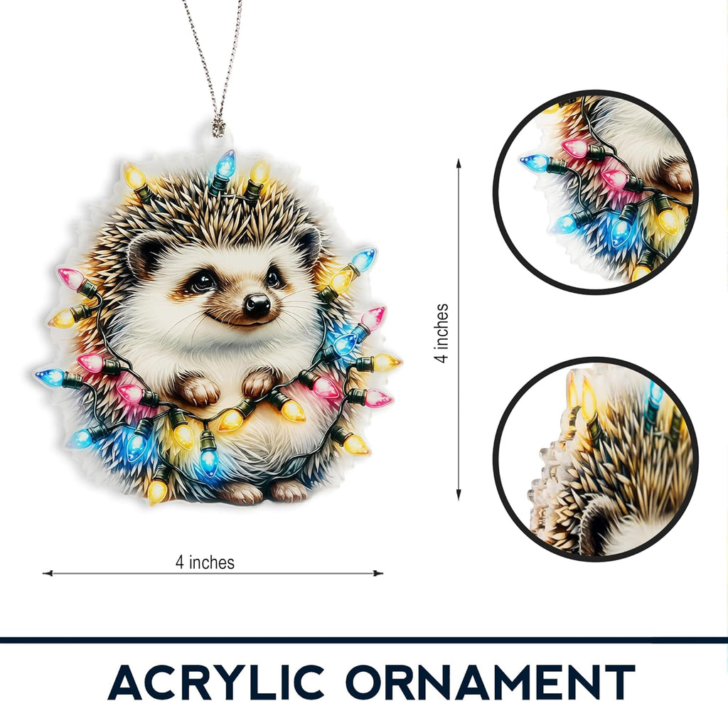 Hedgehog Christmas Ornaments 2025, Cute Funny Woodland Animal Decorations, Cute Hedgehog Ornament for Tree, Hedgehog Gifts for Women Men Kids, Unique Holiday Tree Keepsake Ornament Present.