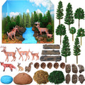 Forest Diorama Kit Project Supplies Include Woodland Animals Figures Deer Figures Artificial Model Tree Fake Rocks Moss with Gift Box for Gifts Birthday Christmas Party Favors