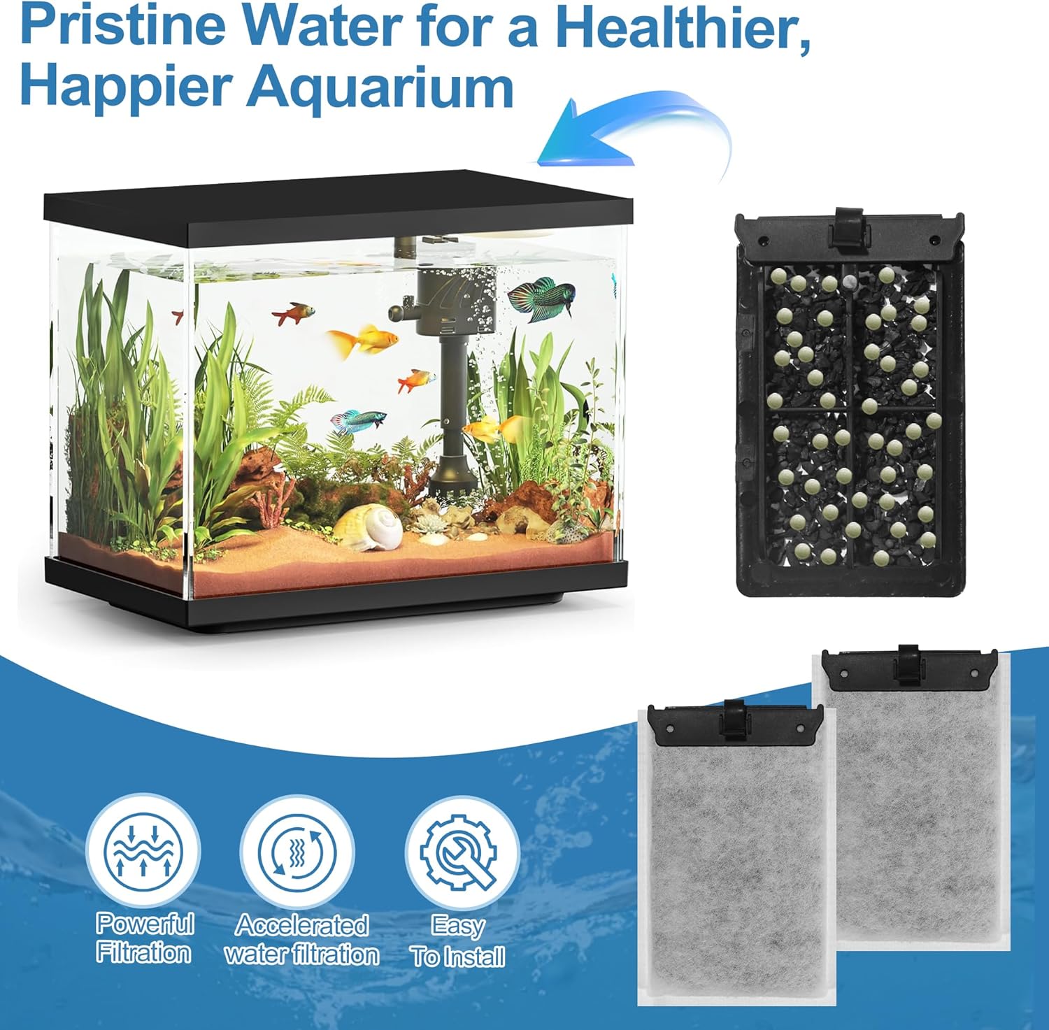 Nebulist 8 Pack Medium Aquarium Filter Cartridges Compatible with Tetra Whisper Filters IQ 10, Whisper 10i, Whisper PF10 and TetraFauna ReptoFilter 90 GPH and Tetra Whisper Power Filter 5-10 Gallons