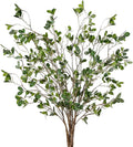 Sggvecsy 43’’ 6Pcs Artificial Ficus Branches Faux Leaf Spray Green Eucalyptus Branches Artificial Greenery Stems Fake Ficus Twig Plants for Home Office Wedding Vase Filler Shop Decoration