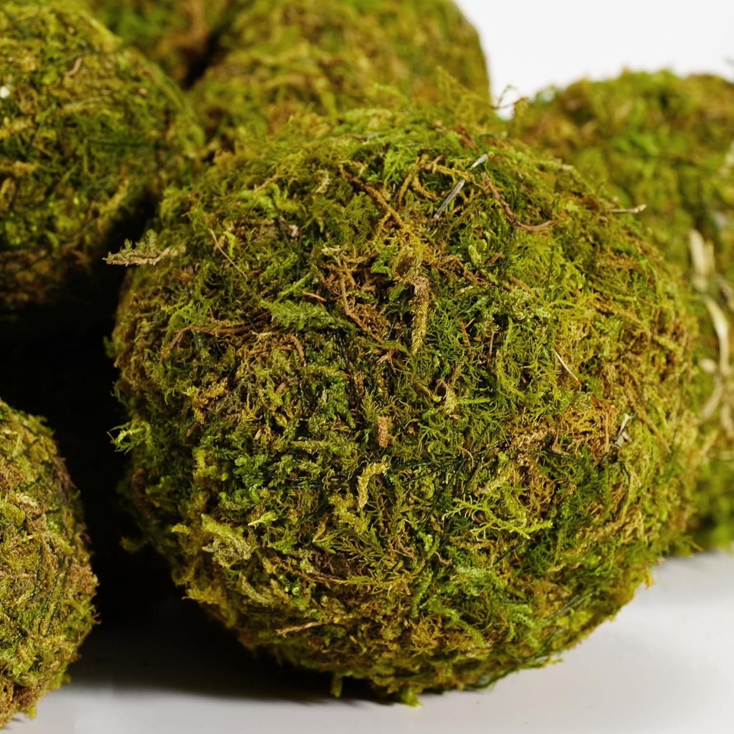 18-Piece Moss Balls Set - 6 Large 3.2" & 12 Small 2" Artificial Moss Decor for Bowls, Vases | Handmade Natural-Look Decorative Filler Balls for Home Centerpieces, Tabletop Decor (Sunlit Green)