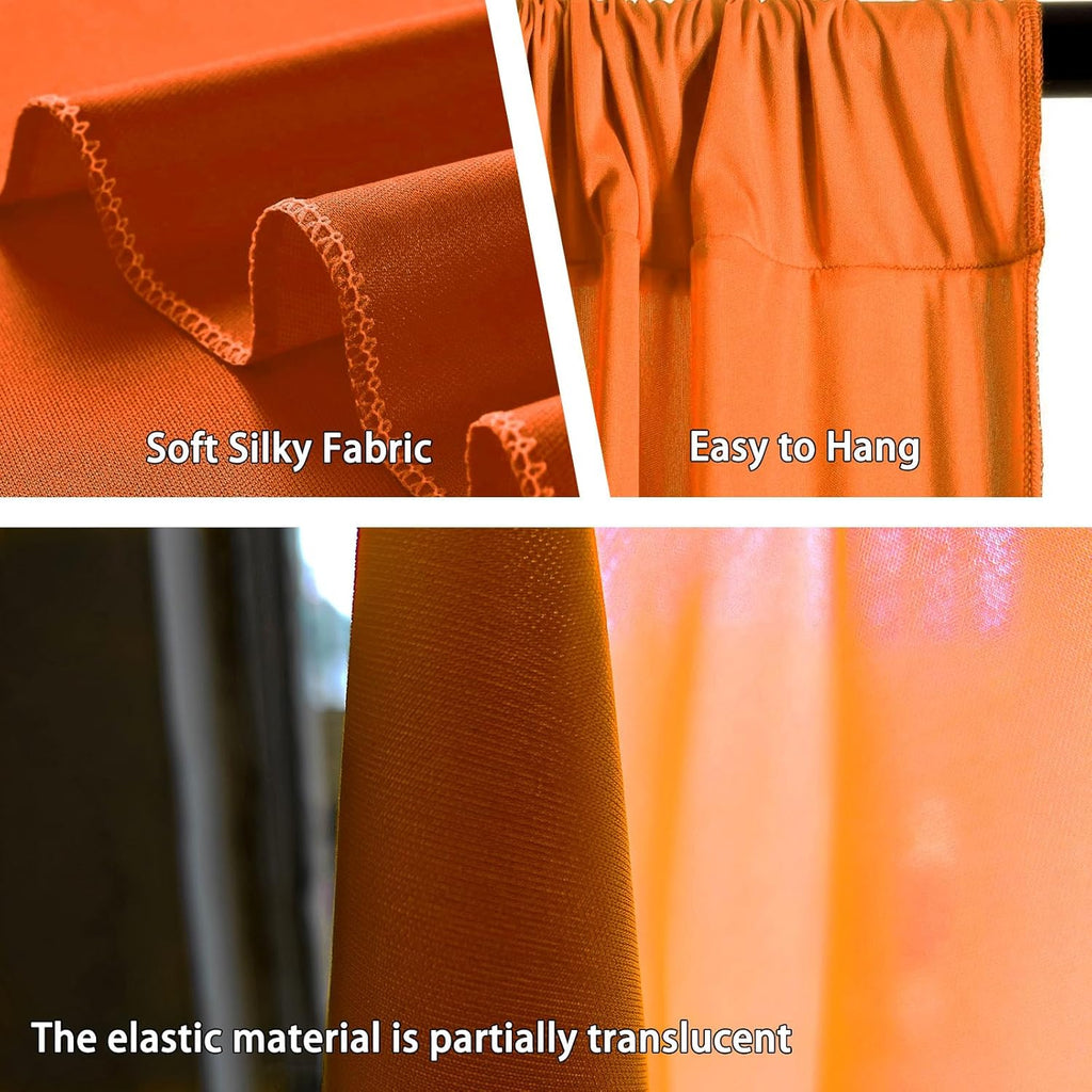 10 x 10 Feet Orange Backdrop Curtain for Partie, Background Curtains for Photoshoot, Birthday, Wedding, Halloween, Thanksgiving, Christmas Day, New Year Party Decorations 5Ft x 10Ft, 2 Panels