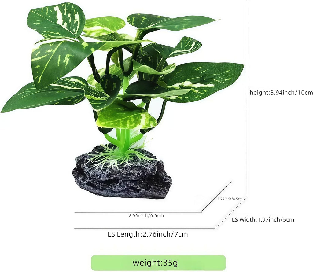 JGbaby Artificial Aquarium Plants,Fish Tank Decorations Betta Leaf Hammock 4in Realistic Silk & Plastic Plants, Hideout Decor for Betta. Goldfish,Reptiles,Small Tanks (Green Type-D)