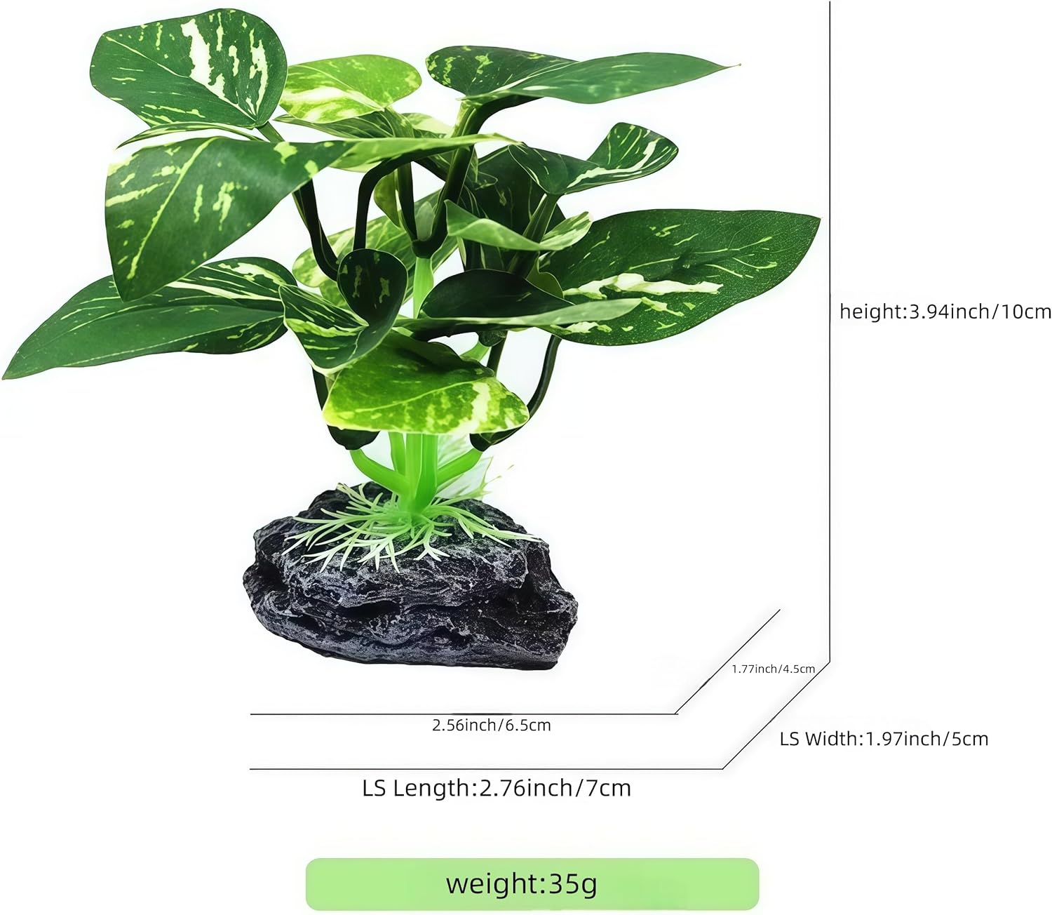 JGbaby Artificial Aquarium Plants,Fish Tank Decorations Betta Leaf Hammock 4in Realistic Silk & Plastic Plants, Hideout Decor for Betta. Goldfish,Reptiles,Small Tanks (Green Type-D)