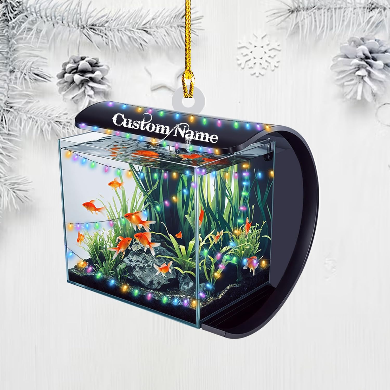 Personalized Aquarium Christmas Ornament, Fish Christmas Ornament, Gift for Fish Lover, Custom Aquarium Christmas Tree Keepsake, Kids First Gift Ideas, Pet Kids Ornament (AFT7)