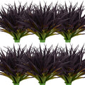 24Pcs Artificial Grass Plant Fake Outdoor Plastic Plants UV Resistant Faux Grasses Greenery Shrubs for Window Box Garden Patio Porch Home Decor Deep Purple