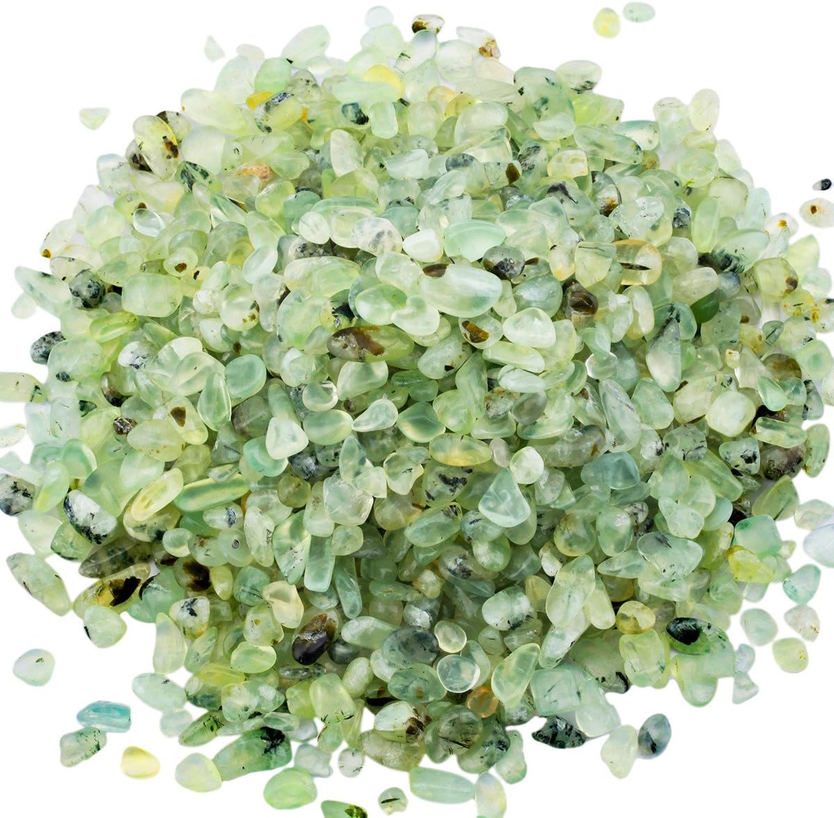 SUNYIK Green Prehnite Tumbled Chips Stone,Crushed Crystal Quartz Pieces,Irregular Shaped Stones,1pound(about 460 gram)