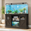 Fish Tank Stand with Power Outlet, Aquarium Stand w/Sliding Barn Doors, 55-75 Gallon Fish Tank Stand w/Cabinet for Accessories Storage for 2 Fish Turtle Tank Reptile Terrarium, 1000 LBS (Gray)