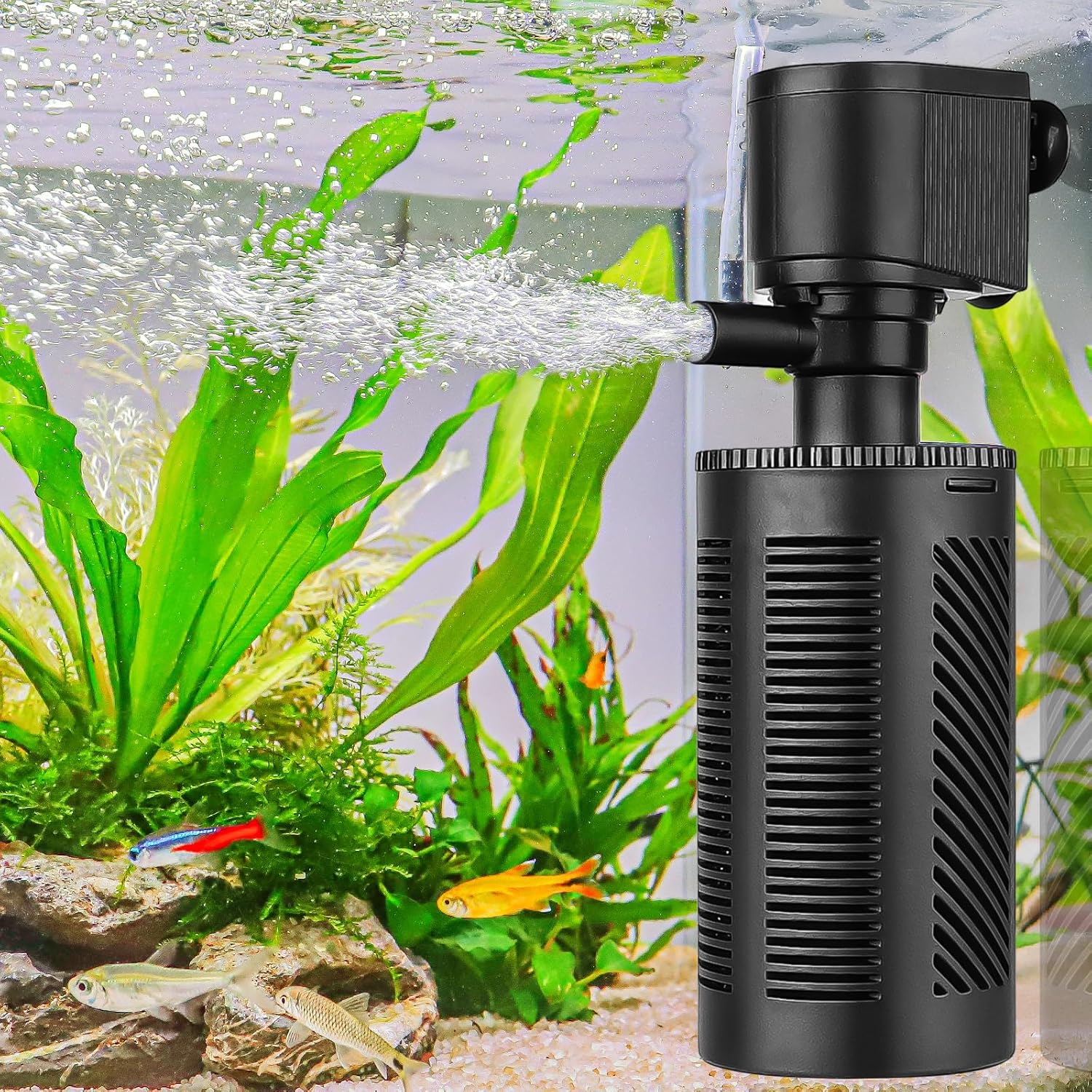 hygger 10-30 Gallon Submersible Aquarium Internal Filter In-Tank Filtration with Aeration for Saltwater and Freshwater Fish Tank Filters 210 GPH