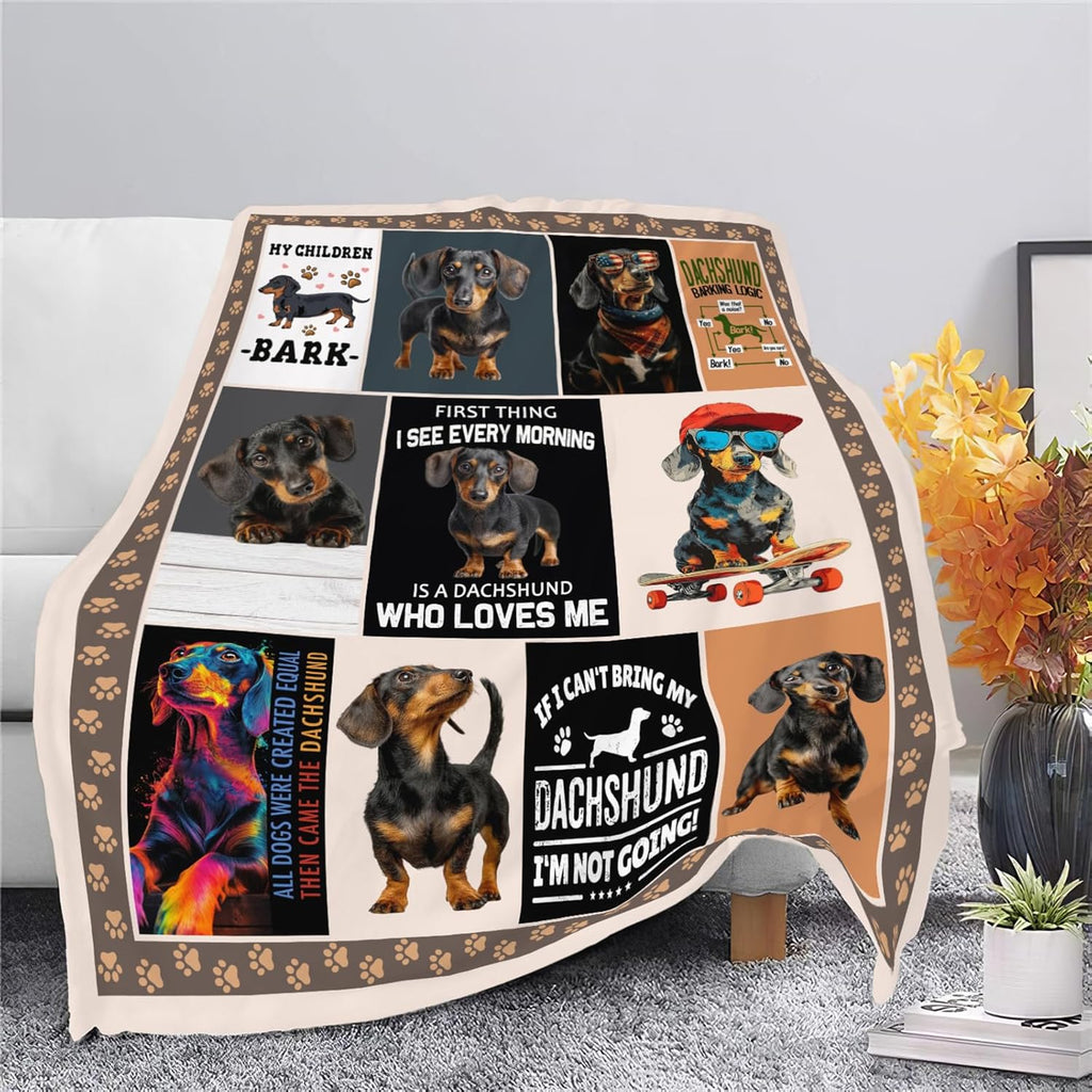 Dachshund Throw Blanket Weiner Dog Dachshund Puppy Stuff Gifts for Dog Lover Kids Girls Boys Adults Women Men Soft Cozy Warm Plush Fluffy Fuzzy Fleece Blanket Decor 40''X50''