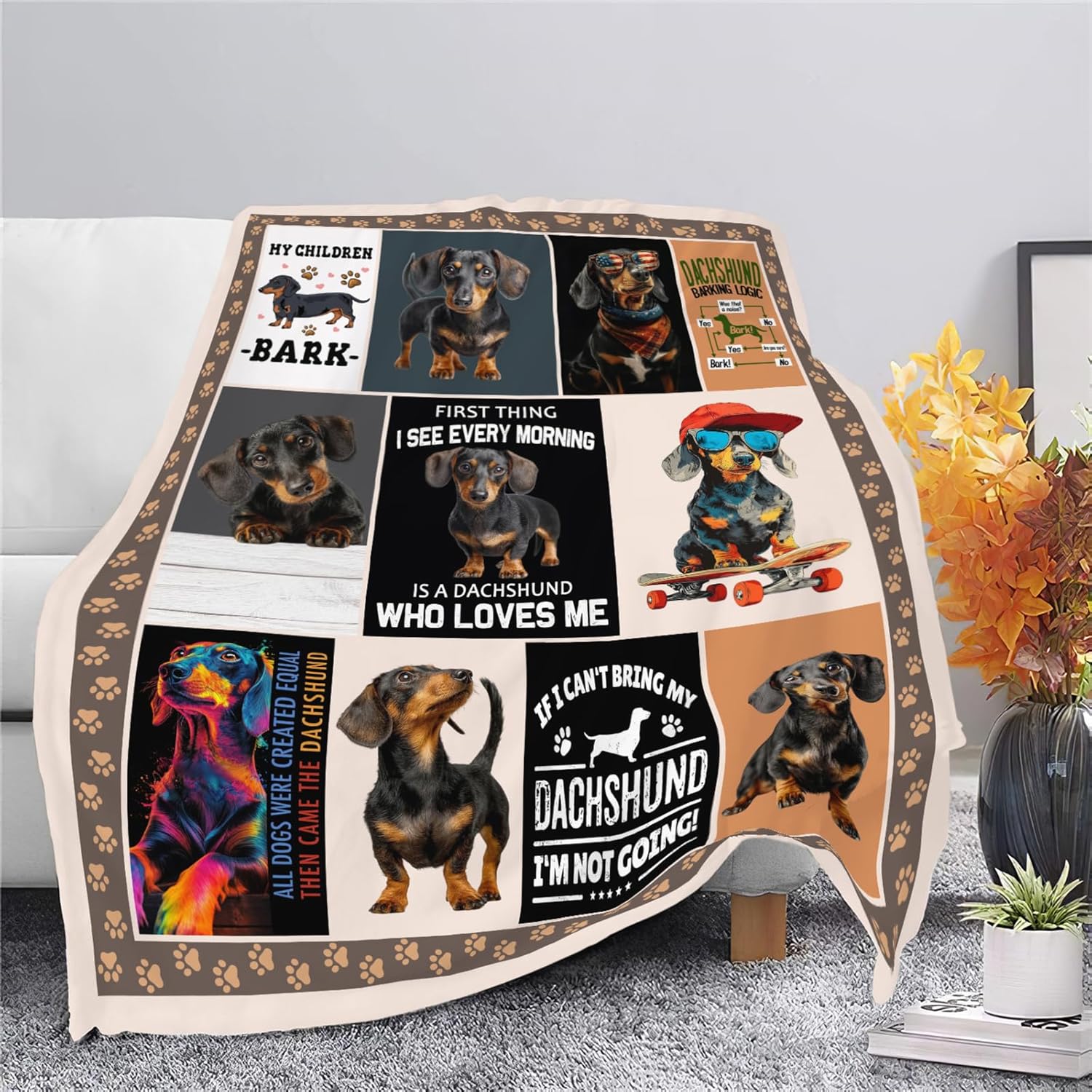Dachshund Throw Blanket Weiner Dog Dachshund Puppy Stuff Gifts for Dog Lover Kids Girls Boys Adults Women Men Soft Cozy Warm Plush Fluffy Fuzzy Fleece Blanket Decor 40''X50''