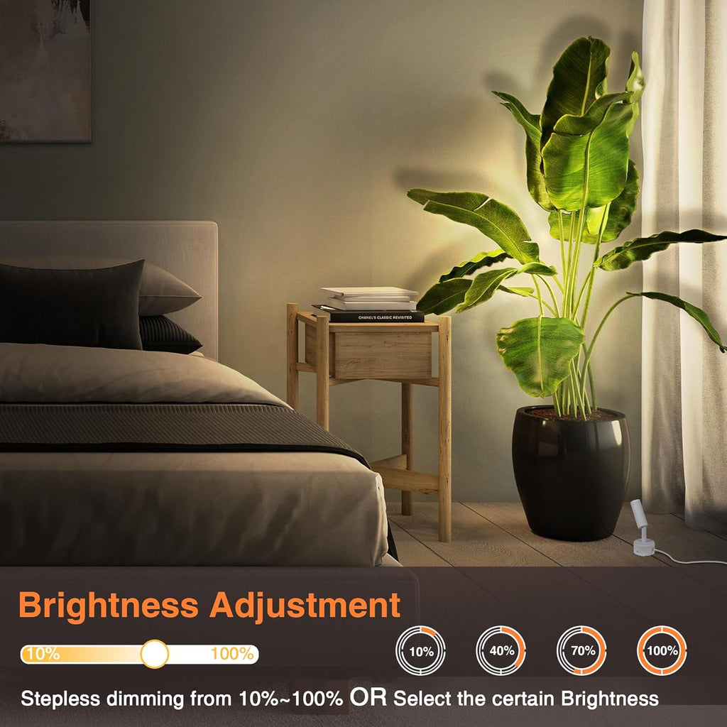 Dimmable LED Spot Lights Indoor, Remote Controlled with Timer, 3W Plug-in Up Lights, 3000K/4000K/5000K Uplighting Indoor Spotlight for Accent Lighting Plants or Artwork, 2 Pack