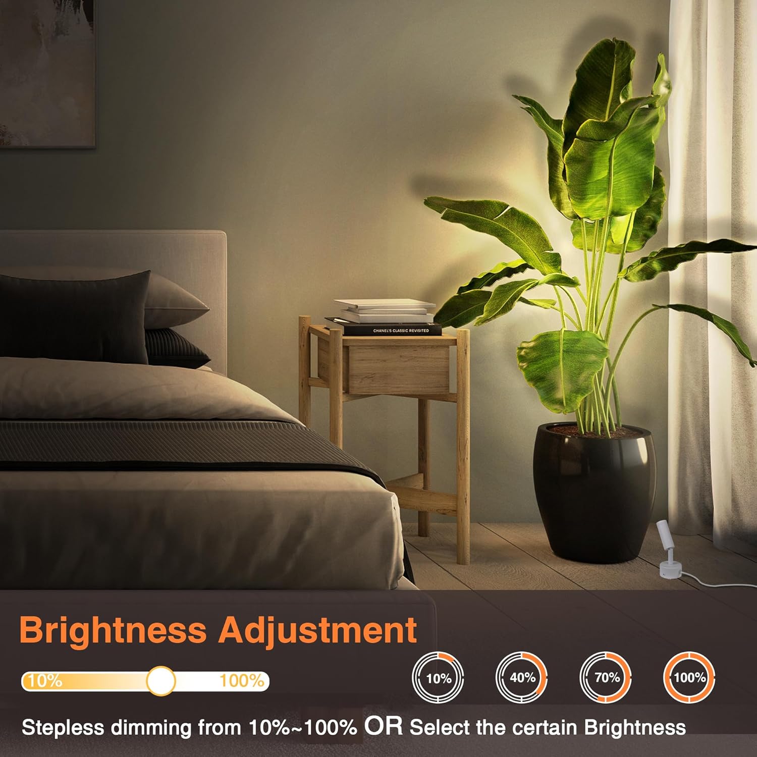 Dimmable LED Spot Lights Indoor, Remote Controlled with Timer, 3W Plug-in Up Lights, 3000K/4000K/5000K Uplighting Indoor Spotlight for Accent Lighting Plants or Artwork, 2 Pack