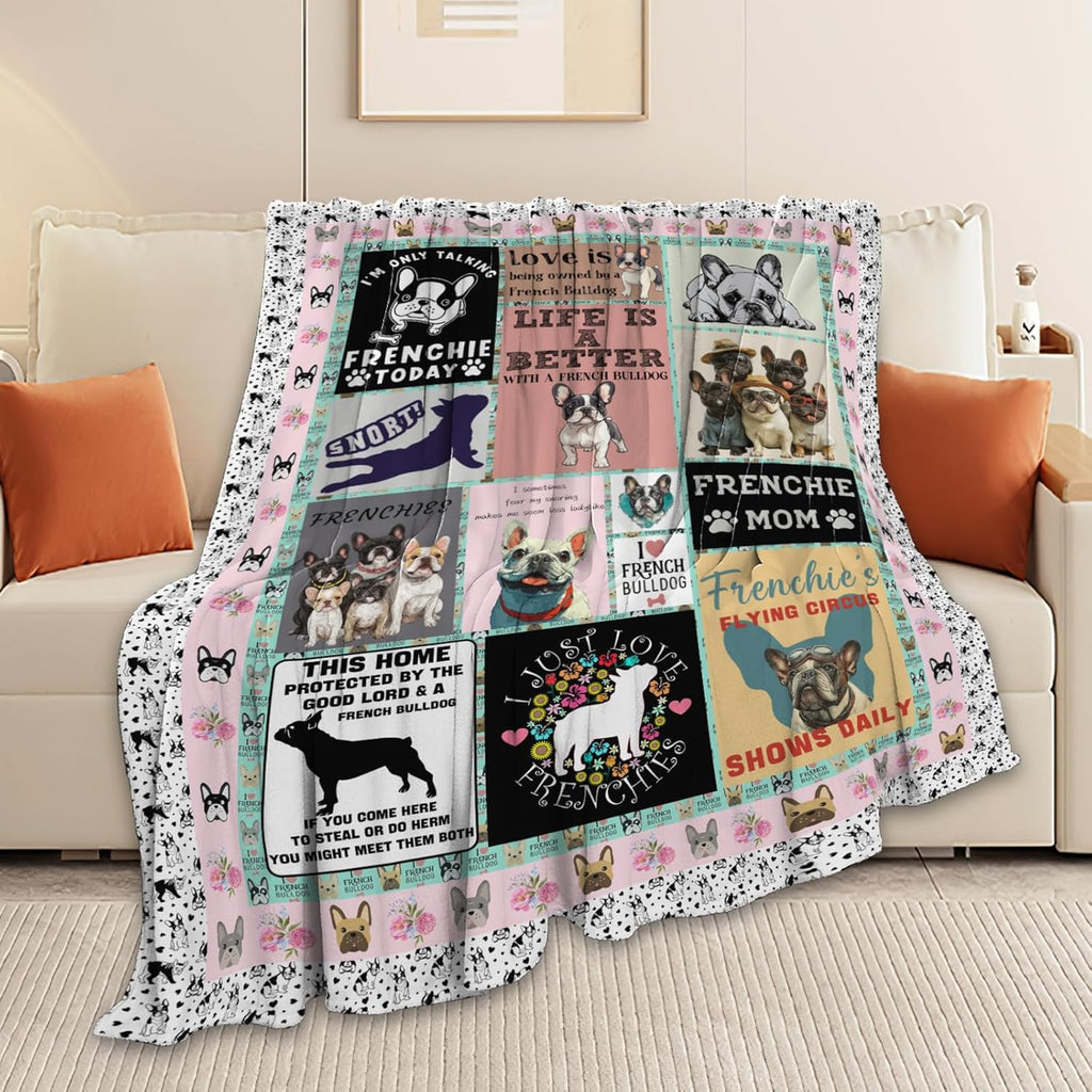 Boston Terrier Throw Blanket French Bulldog Frenchie Puppy Stuff Gifts for Dog Lover Kids Girls Boys Adults Women Men Soft Cozy Warm Plush Fluffy Fuzzy Fleece Blanket Decor 40''X50''