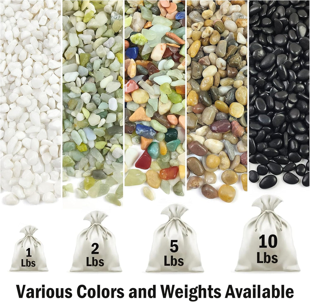 5 lbs Pebbles for Indoor Plants. 3/8 inch Small Black Stones, Decorative Black River Rocks for Plant Outdoor, Vase, Landscaping and Garden