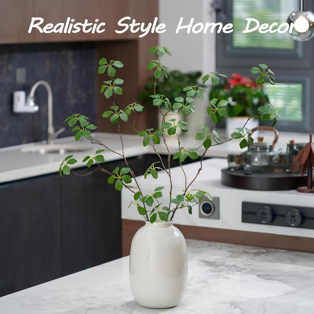 2PCS Faux Eucalyptus Stems with Leaf, 33.5" Fake Greenery Stems Artificial Plants Stems for Vase Filler Decoration, Faux Bendable Branches for Centerpieces Decor