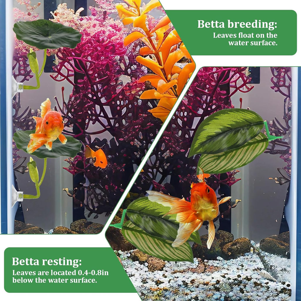 4 Pcs Betta Leaf Hammock Betta Fish Tank Decor Plastic Plants Practical Resting Spot Fish Leaf Pad Aquarium Decor for Sleeping Hiding Playing Breeding