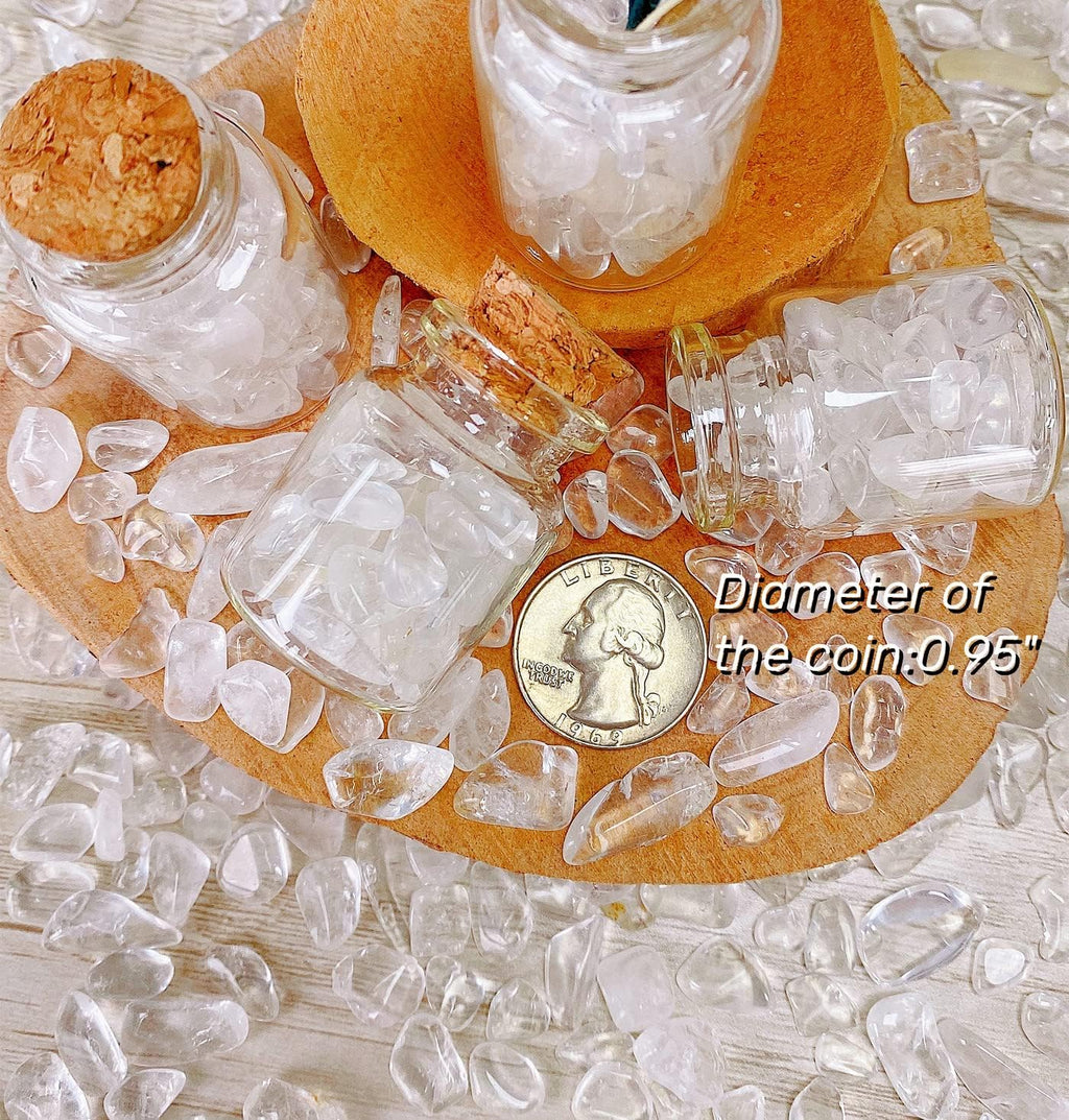 Clear Quartz Crystals Tumbled Stones Polished Rocks Chips Stone Crushed Crystal Healing Natural Gem Gravel Home Decoration mini Aquarium Tank Plants Small Vase Filler Landscape Bottom Ornament 250G