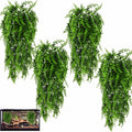 HERCOCCI 4 Pack Reptile Plants, Terrarium Hanging Plants Vines Artificial Leaves Habitat Decorations with Suction Cup for Bearded Dragon Hermit Crab Lizard Snake Geckos Chameleon