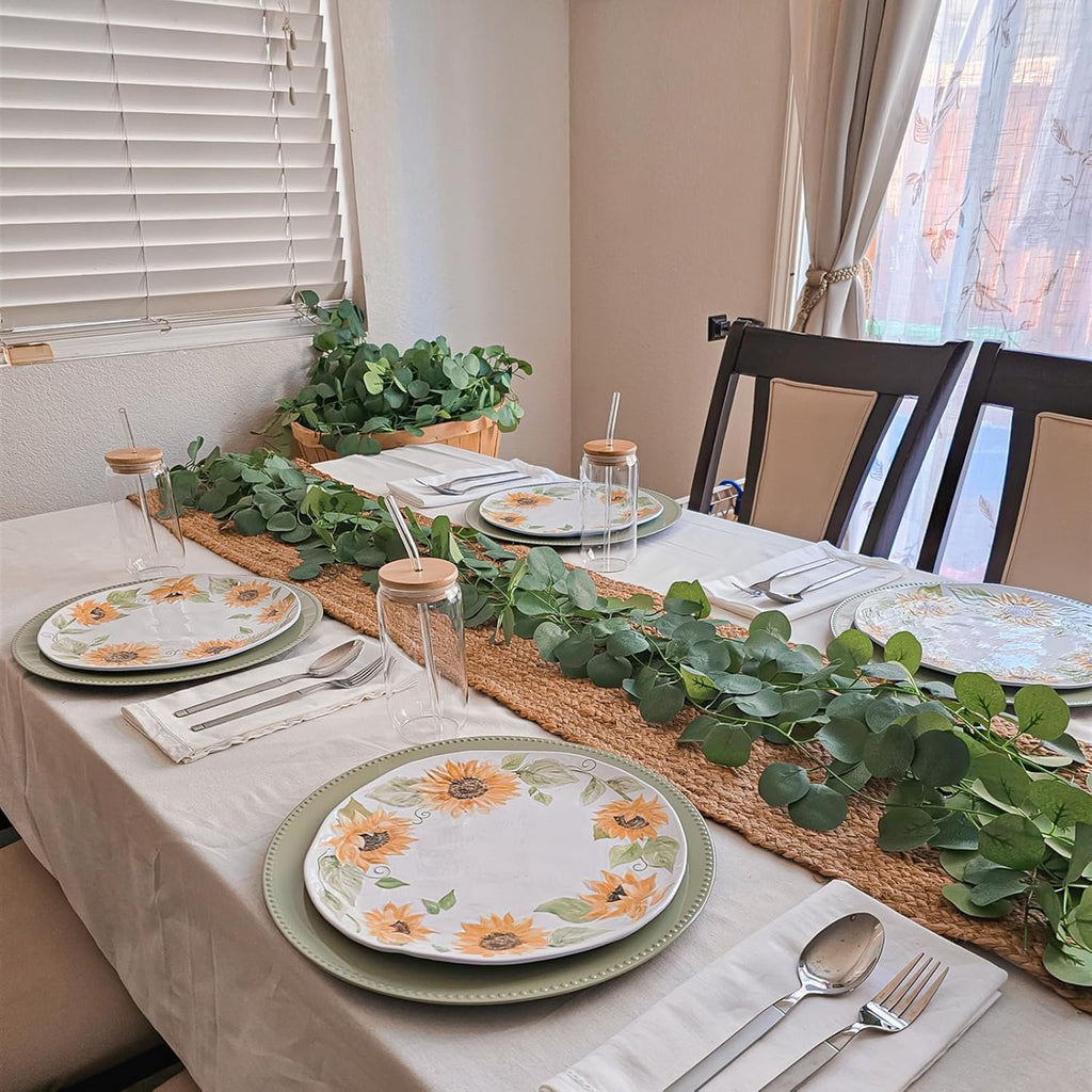 CQURE 120 Pack 840Ft Eucalyptus Garland,Artificial Eucalyptus Leaves Table Greenery Garland Wreath Vines for Wedding Party Table Fireplace Bedroom Wall Room Decor