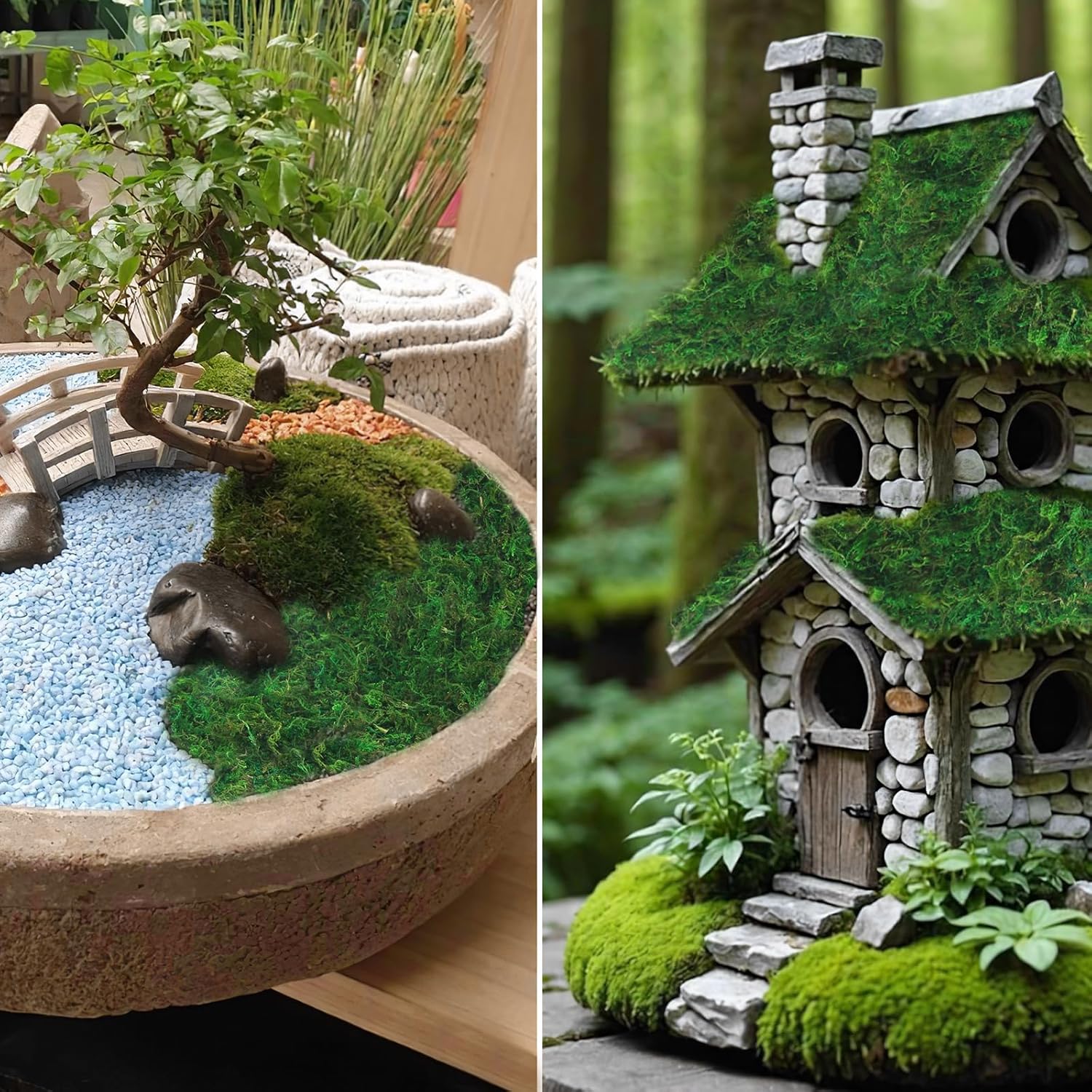 ACRYCS Moss Roll Moss Table Runner Dried Moss Mat for Crafts 6" x 51" Green Moss Roll for Fairy Gardens Wedding Woodland Decor Preserved Moss Mat for Table Decoration Moss Carpet for Wall 15x130 cm