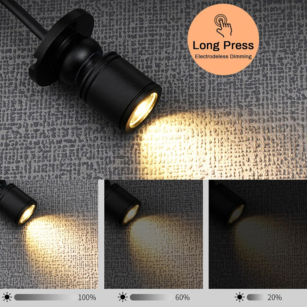 5V Dimmable LED Mini Spot Light with 6.6ft Cable, Jewelry/Indoor Picture/Art/Model Display Lights, USB Powered Spotlight for Jewelry Cabinets, Entryways, Tables Shelves (Warm White 3000K, 2 Pack)