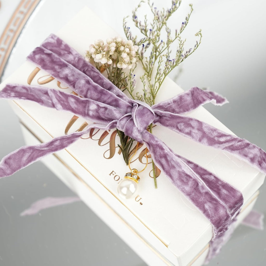 MAYREEL 3/8 Inch Dusty Purple Crushed Velvet Ribbon Lilac Vintage for Flower Bouquet Gift Wrapping Wedding Invitations Crafts Christmas Decorations Party 25 Yards