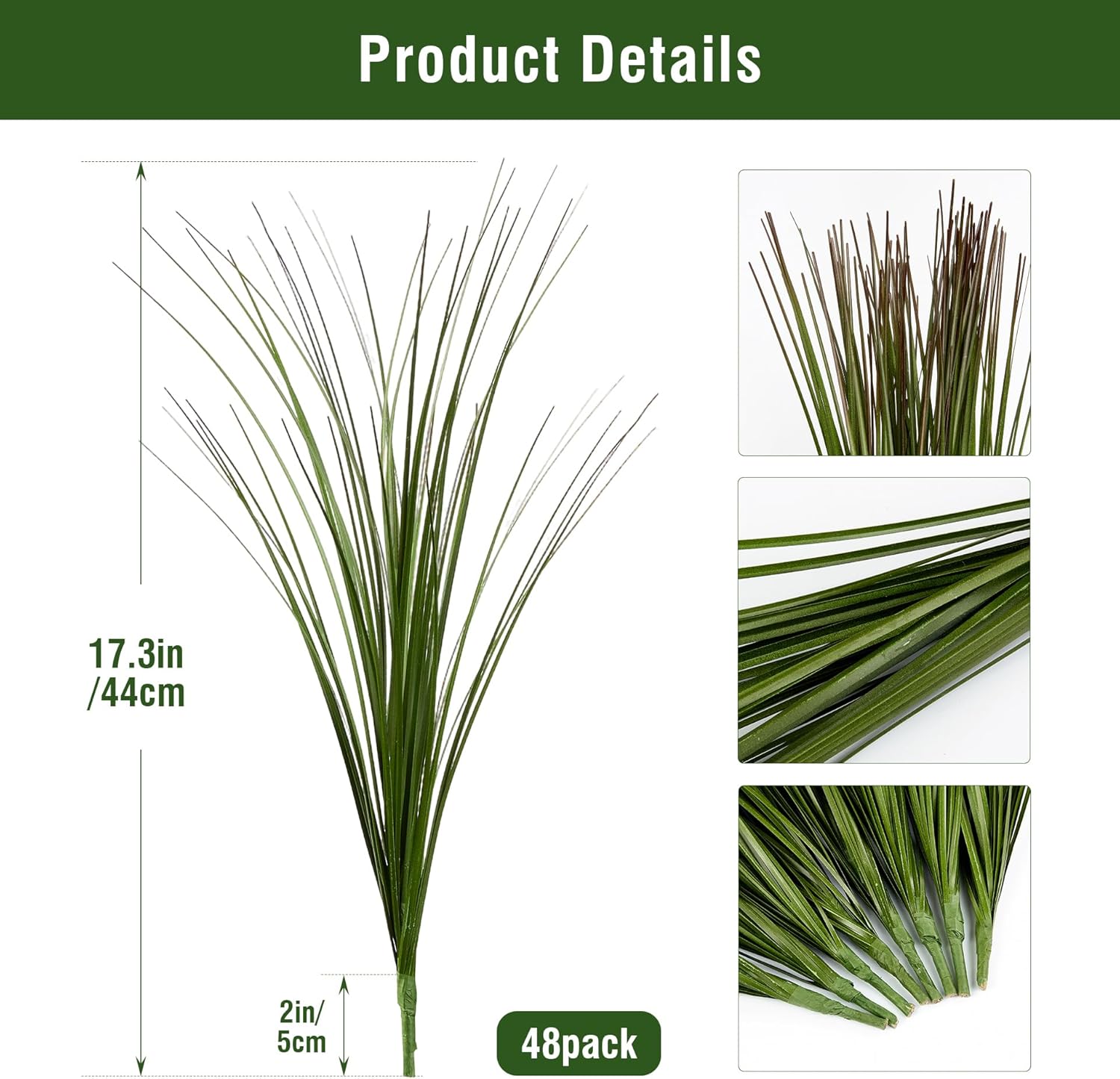48PCS 17.3" Fake Plants Artificial Wheat Grass Greenery Plastic Plants Fake Grass Artificial Plants for Outdoor Decor Artificial Plant with Greenery Stems for Indoor Home Decoration