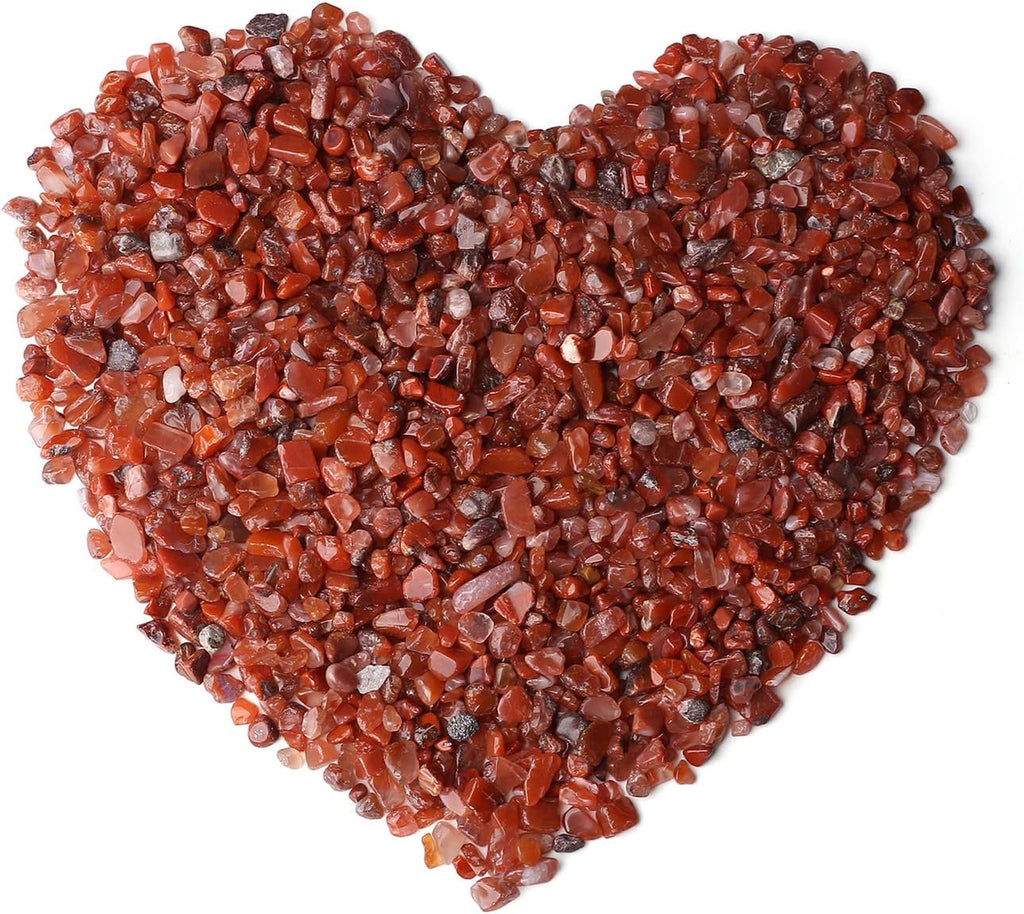 LAIDANLA Red Agate Crushed Stone Crystal Chips Bulk Natural Gemstones Healing Reiki Crystals Mini Quartz Vase Filler Aquarium Gravel 0.55lb