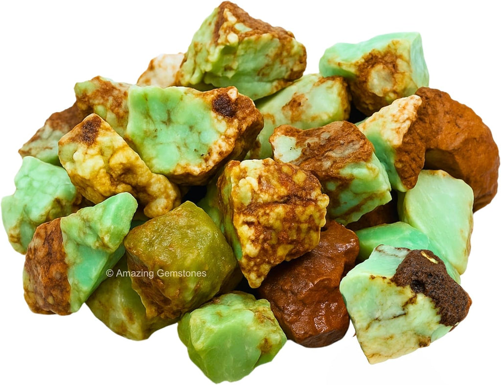 Amazing Gemstone Chrysoprase Raw Crystals and Healing Stones, Natural Rocks for Tumbling - DIY Raw Stones and Crystals, 2 Pieces