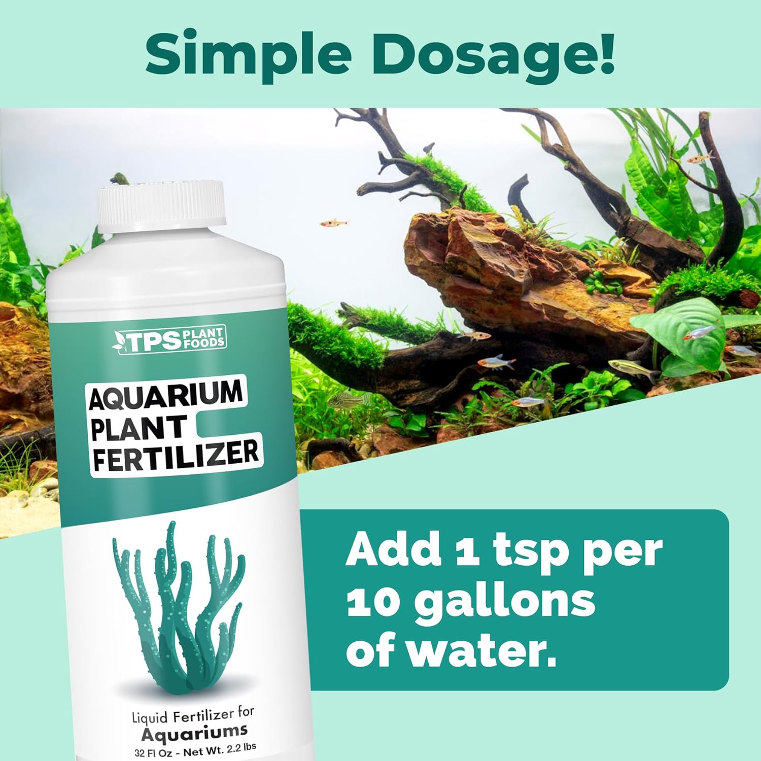 Aquarium Plant Fertilizer, Complete Liquid Aquarium Plant Food, 32 oz (1 Quart)