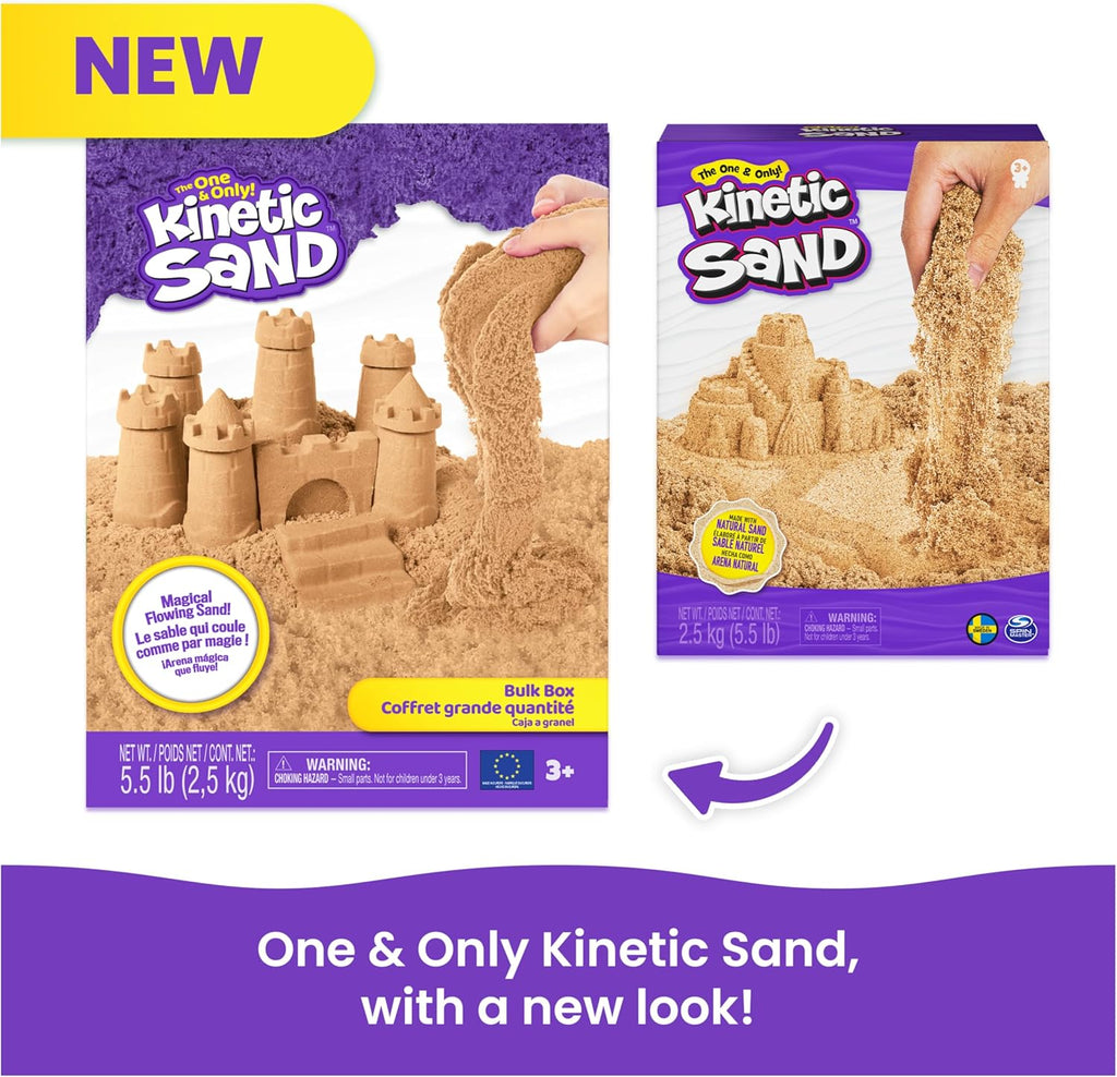 Kinetic Sand, 5.5lbs (2.5kg) Natural Brown Play Sand for Arts and Crafts, Sandbox, Amazon Exclusive (Packaging May Vary), Sensory Toys, Holiday Gifts & Stocking Stuffers for Kids Ages 3 and up
