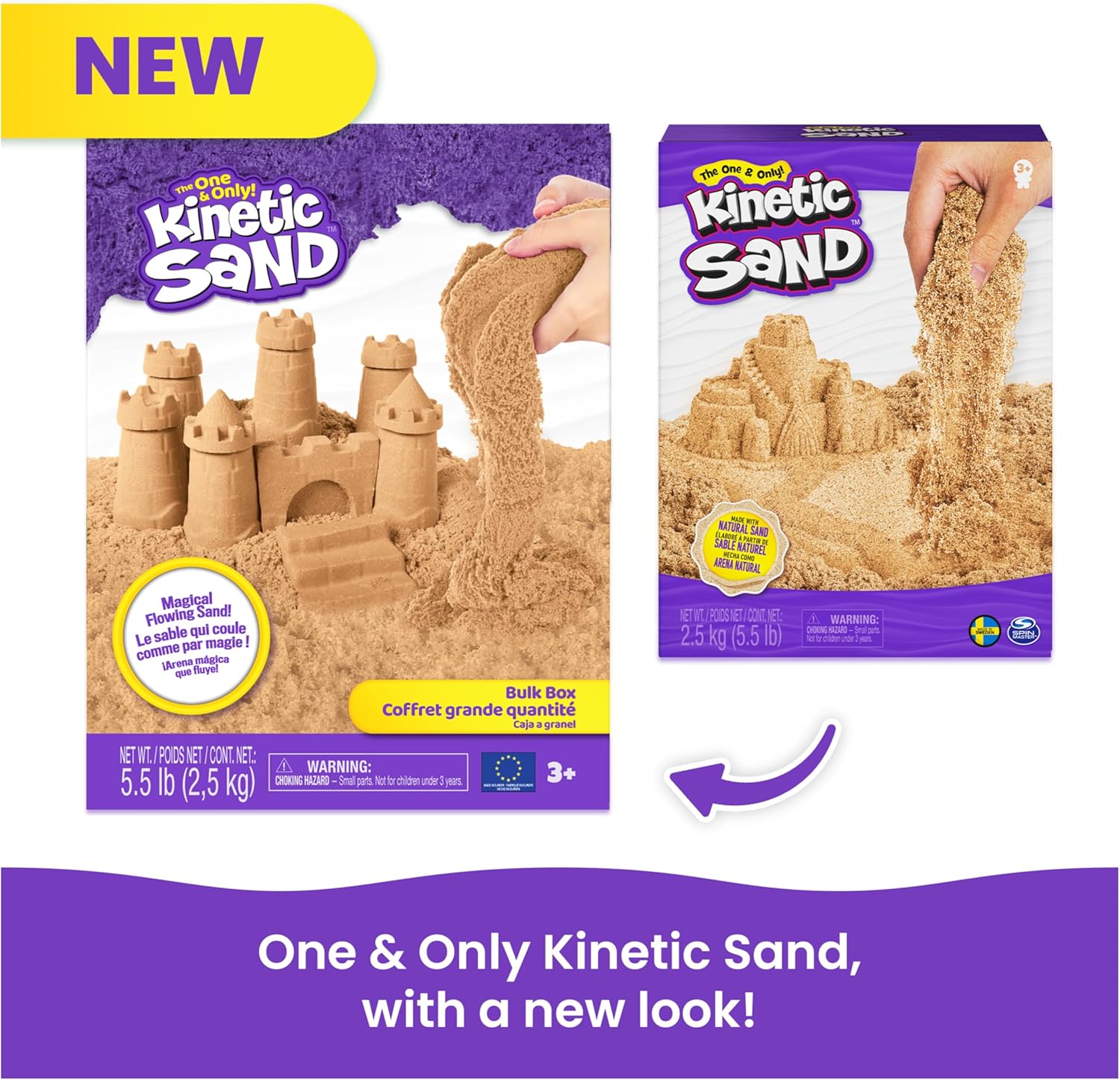 Kinetic Sand, 5.5lbs (2.5kg) Natural Brown Play Sand for Arts and Crafts, Sandbox, Amazon Exclusive (Packaging May Vary), Sensory Toys, Holiday Gifts & Stocking Stuffers for Kids Ages 3 and up