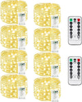 8 Pack Christmas Fairy Lights Battery Operated with Remote, Each 20FT 60LED Waterproof Twinkle Lights with Timer, String Light Indoor & Outdoor for Bedroom Wedding Christmas Decoration(Warm White)