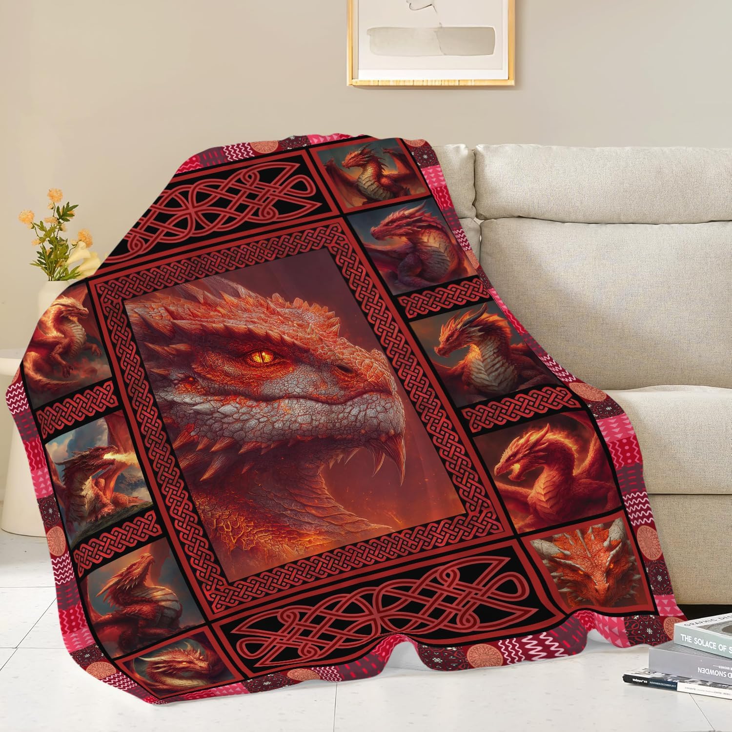Dragon Throw Blanket Dragon Stuff Gifts for Kids Girls Boys Adults Women Men Soft Cozy Warm Plush Fluffy Fuzzy Fleece Blanket Decor 60''X80''