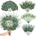 KHOYIME Artificial Eucalyptus Greenery Stems 120PCS with 4 Kinds of Mixed Faux Babys Breath Flowers Fake Green Leaves Plants Bulk, DIY Floral Bouquets Arrangement for Wedding Party Table Home Decor