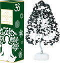 Black Tourmaline Gemstone Tree of Life Quartz Base Chakra Tree for Positive Energy, Handmade Crystal Tree Feng Shui Decor Money Tree Bonsai Good Luck Black Healing Crystals Spiritual Fathers Day Gift