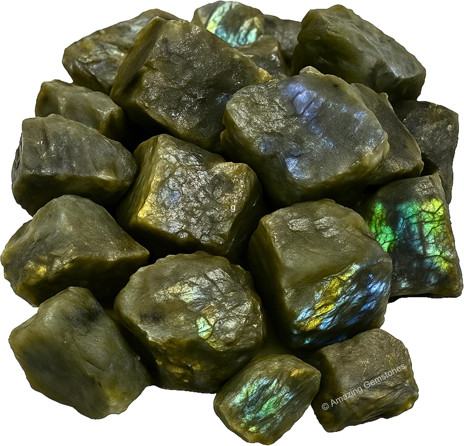 Amazing Gemstone Labradorite Raw Crystals and Healing Stones, Natural Rocks for Tumbling and DIY Raw Stones and Crystals (5 Pieces)