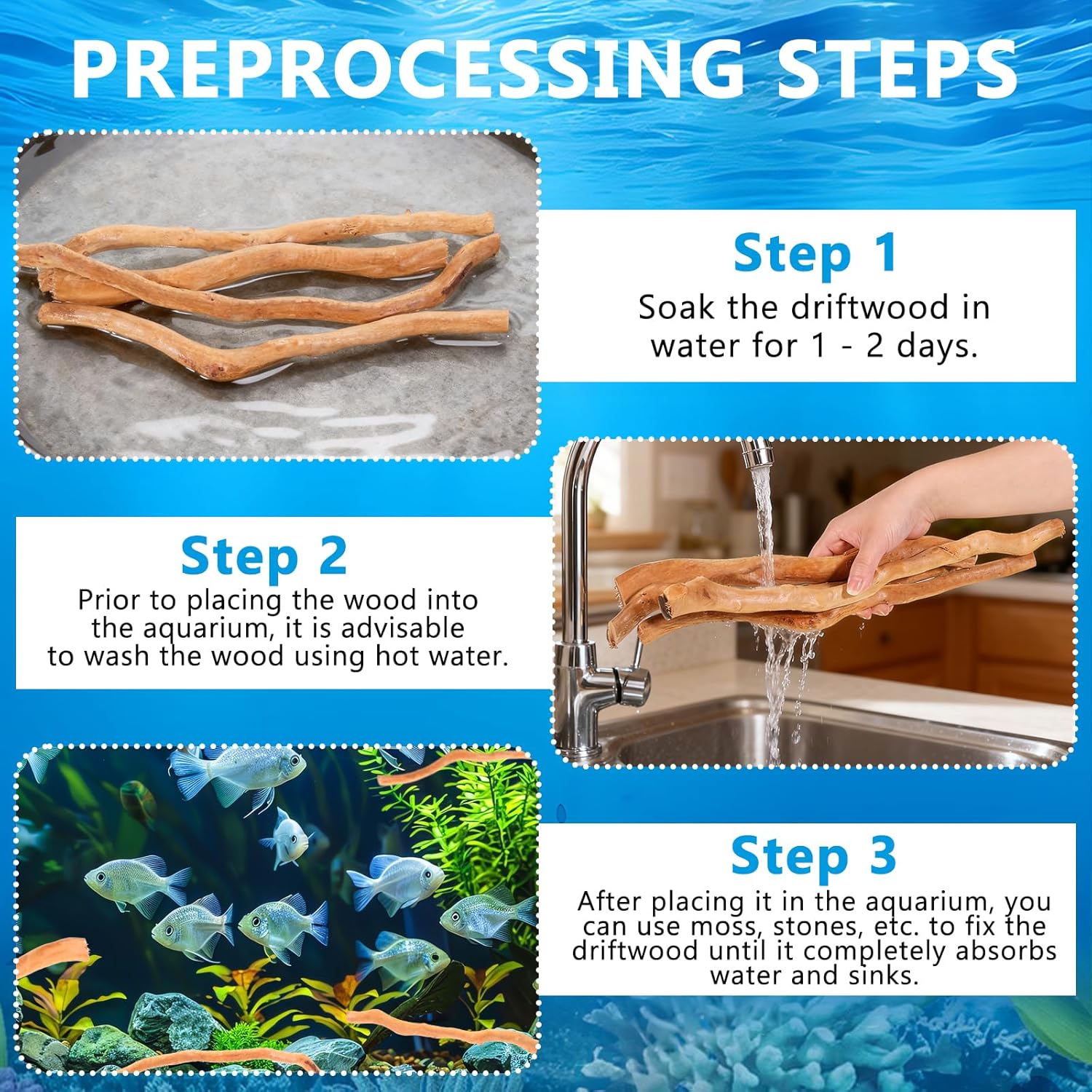 250g Natural Driftwood for Aquarium, Mix Natural Wood Roots, Wood Long Driftwood, Applies to Reptile Branches Terrarium, Driftwood for Aquarium Decor