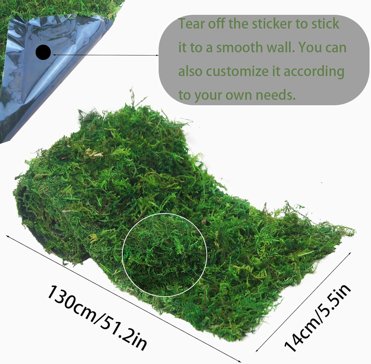 ACRYCS Moss Roll Moss Table Runner Dried Moss Mat for Crafts 6" x 51" Green Moss Roll for Fairy Gardens Wedding Woodland Decor Preserved Moss Mat for Table Decoration Moss Carpet for Wall 15x130 cm