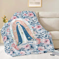 Virgin Mary Throw Blanket Christian Religious Scripture Catholic Spiritual Stuff Gifts for Adults Women Soft Cozy Warm Plush Fluffy Fuzzy Fleece Blanket Decor 50''X60''