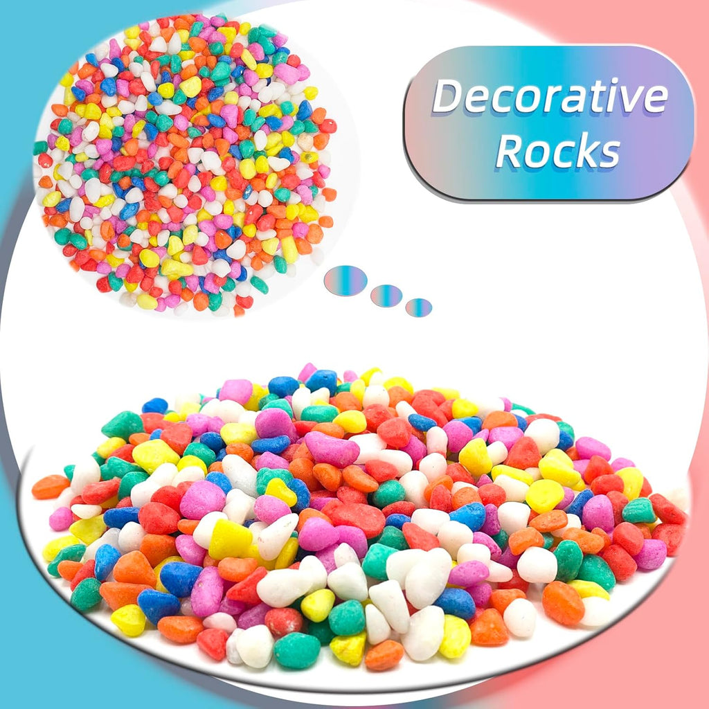 Mixed Color Pebbles for Crafts, 0.9 Pound Natural Polished Aquarium Gravel, Decorative Pebbles for Indoor Plants, Turtle Tank, Vase, Succulents Cactus, Garden Landscaping