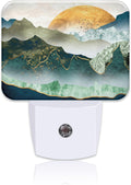 Green Mountains Plug in Night Lights, Golden Sunset Nightlight Plug Into Wall Dusk to Dawn Sensor for Kid Girls Boys Women Men Bedroom, Hallway, Kitchen, Bathroom, Stairs Decor