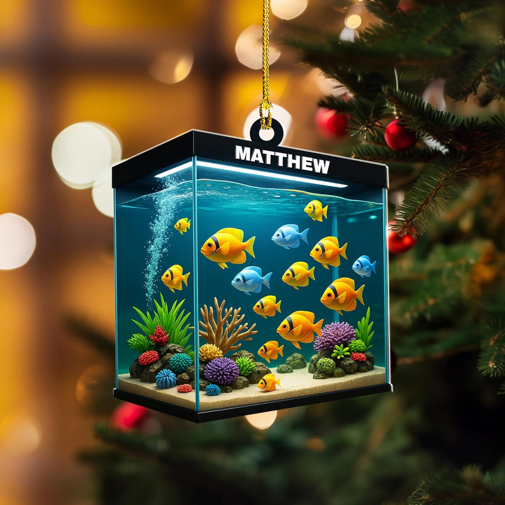 Personalized Aquarium Fish Tank Christmas Ornament 2025, Custom Name Clownfish Holiday Tree Decoration, Unique Keepsake Gift for Fish Lovers, Pet Owners, Kids, Aquarists (ON2)