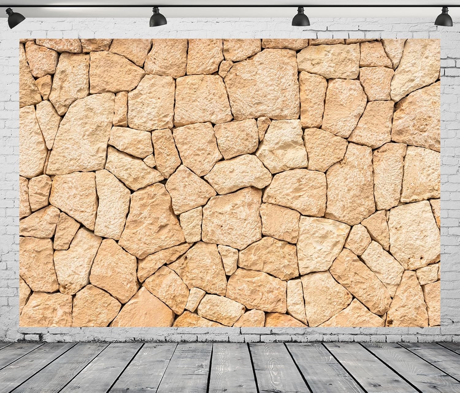 12x8ft Fabric Rock Stone Wall Backdrop Natural Rock Wall Textured Photography Background Retro Garden Wallpaper Birthday Party Decorations Holiday Party Banner Photo Studio Shoot Studio Props