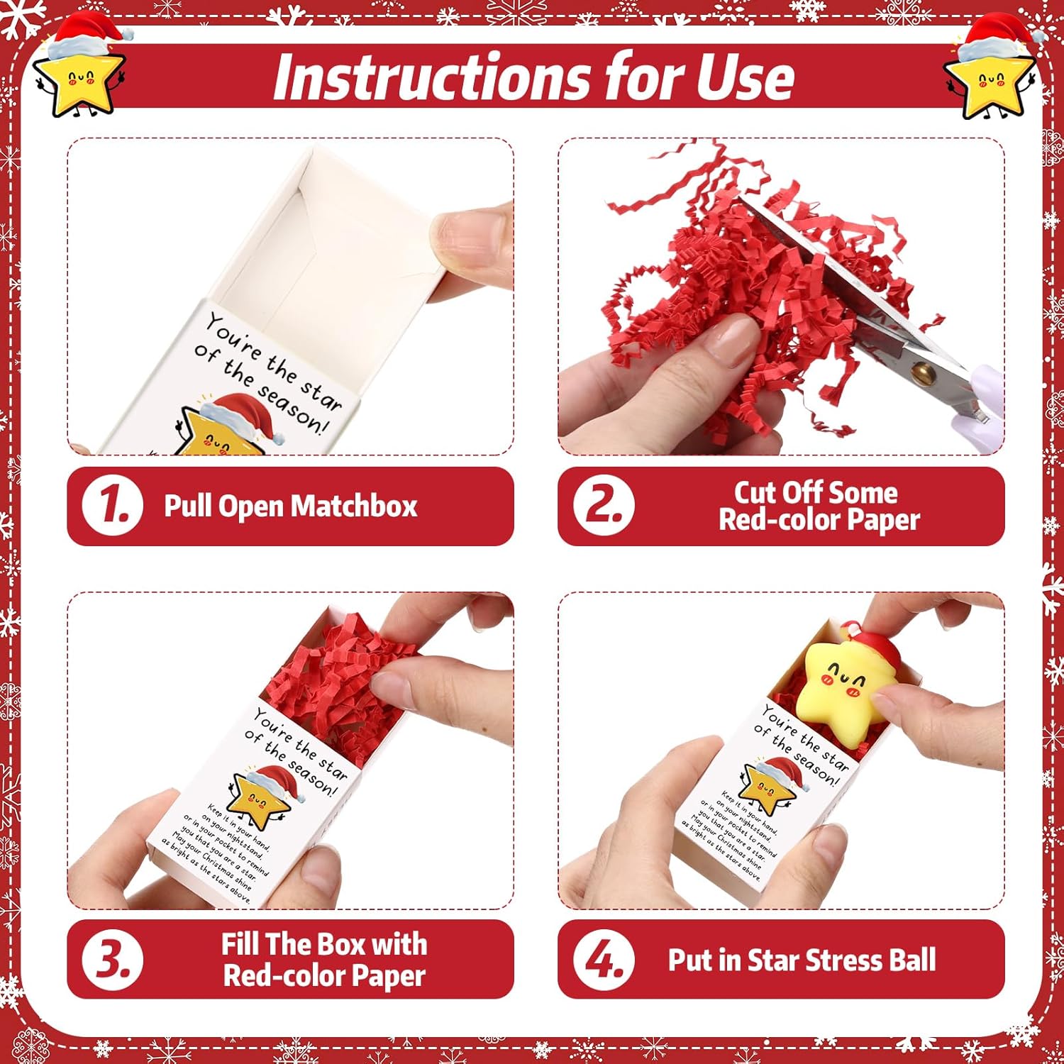 Wettarn 24 Sets Christmas Party Favors Star Stress Balls with Merry Christmas Boxes Bulk Appreciation Gifts for Employee Coworker Friends Office School Relief Toys Stocking Stuffers