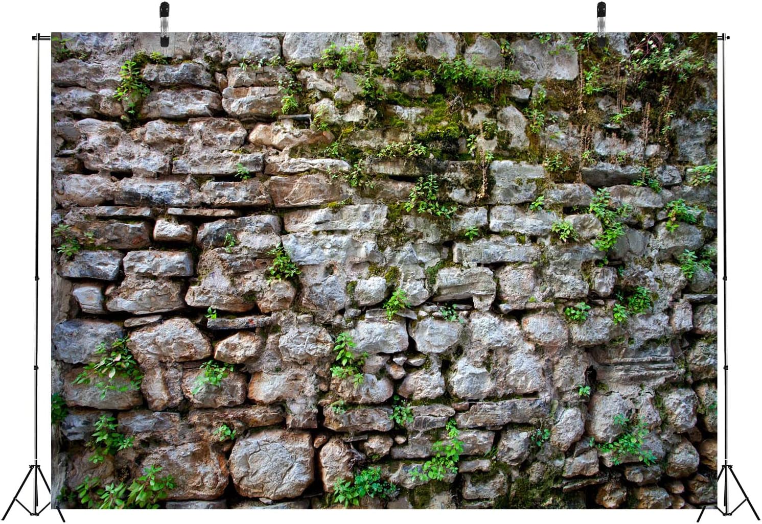 BELECO 15x8ft Fabric Vintage Brick Stone Wall Backdrop for Photography Overgrown Wall Ancient Rock Wall Textured Background Medieval Castle Stone Wall for Party Decorations Studio Booth Photo Props