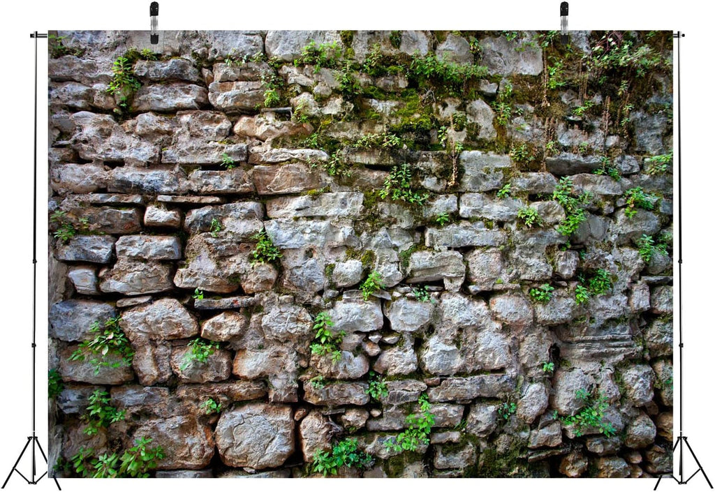BELECO 12x10ft Fabric Vintage Brick Stone Wall Backdrop for Photography Overgrown Wall Ancient Rock Wall Textured Background Medieval Castle Stone Wall for Party Decorations Studio Booth Photo Props