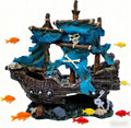 Blue Pirate Shipwreck Decoration for Aquariums, Fish Tank Ornaments, Fish Tank Hiding Place
